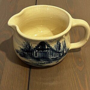 Paul Storie Pottery Gravy Pitcher Blue Barn Country Farm Landscape Texas Studio